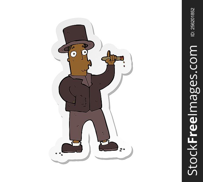 sticker of a cartoon smoking gentleman