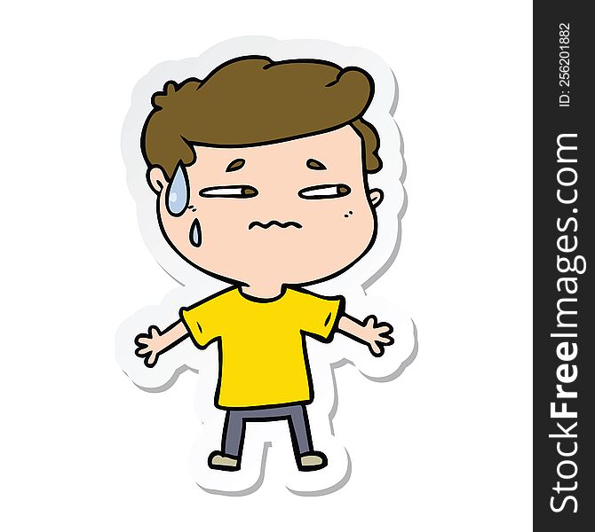 sticker of a cartoon anxious man