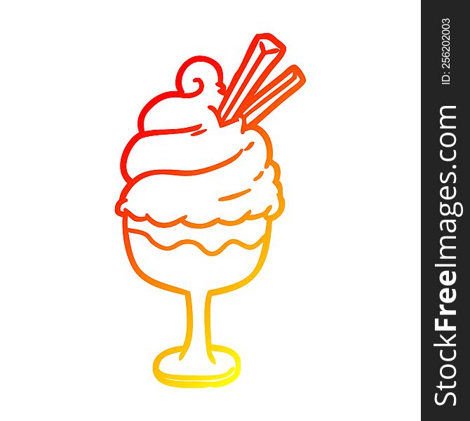 warm gradient line drawing of a ice cream dessert