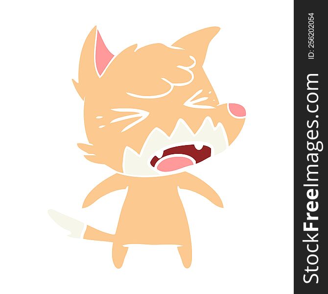 Angry Flat Color Style Cartoon Fox