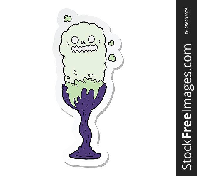 Sticker Of A Cartoon Spooky Halloween Potion Cup