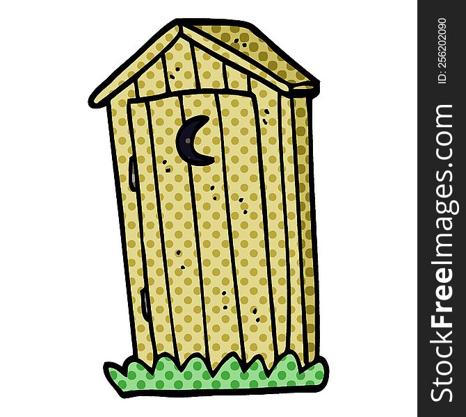 cartoon doodle old outdoor toilet