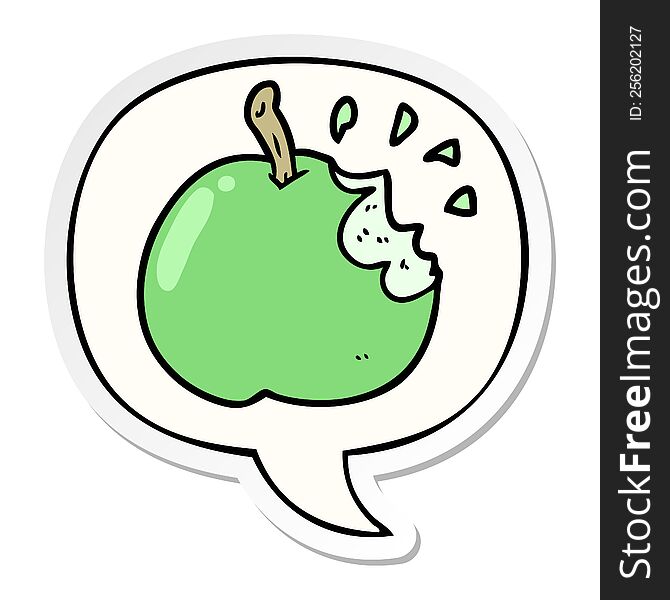 Cartoon Fresh Bitten Apple And Speech Bubble Sticker