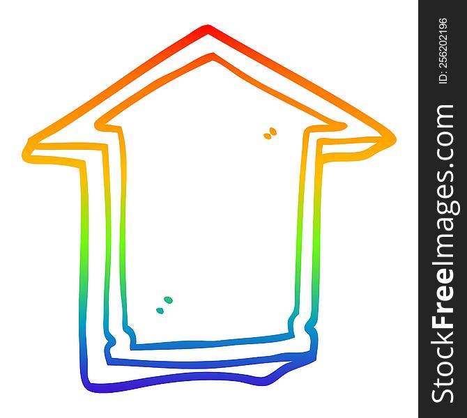 rainbow gradient line drawing of a cartoon arrow pointing up