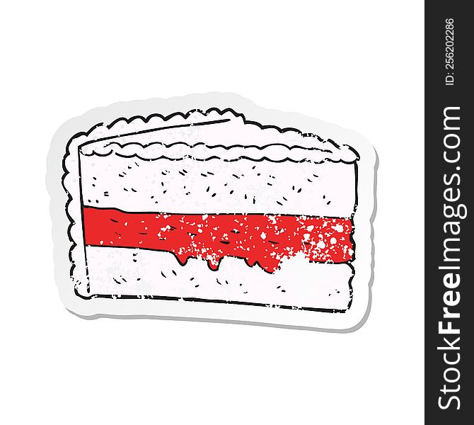 Retro Distressed Sticker Of A Cartoon Cake