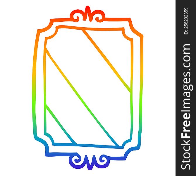 rainbow gradient line drawing of a cartoon mirror