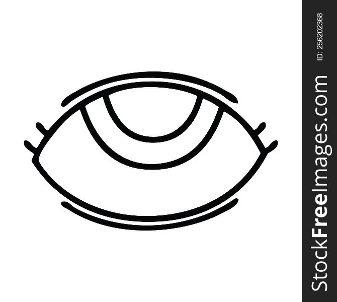 line drawing cartoon of a eye looking up