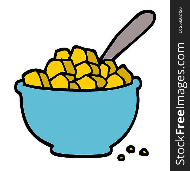 cartoon doodle bowl of cereal