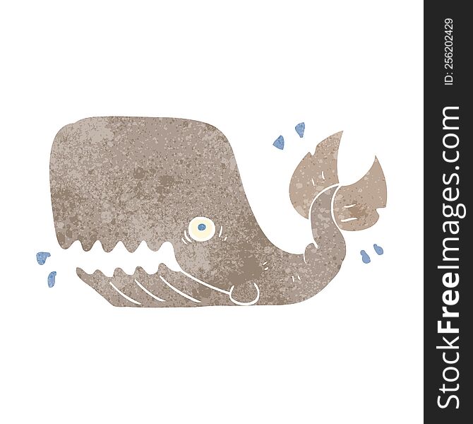 Retro Cartoon Angry Whale