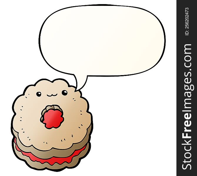 Cartoon Biscuit And Speech Bubble In Smooth Gradient Style