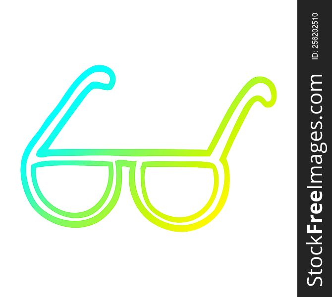 cold gradient line drawing of a cartoon glasses