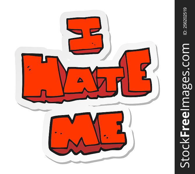 sticker of a I hate me cartoon symbol