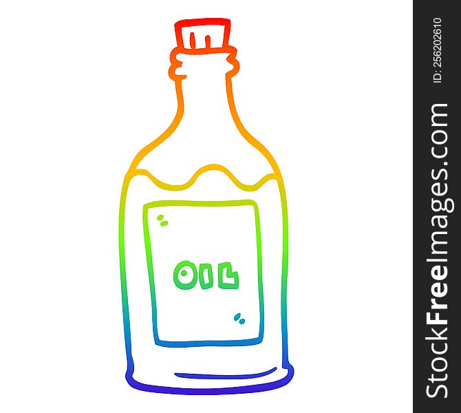 rainbow gradient line drawing of a cartoon olive oil