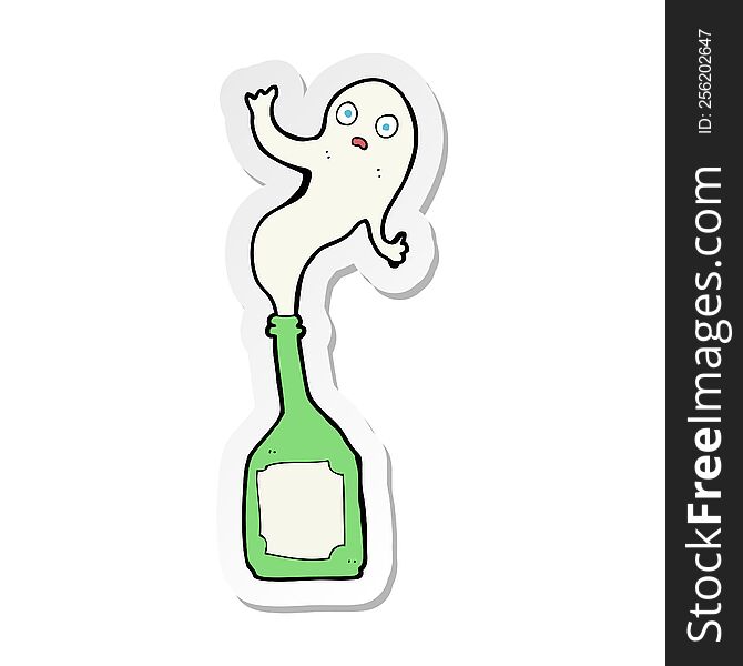 sticker of a cartoon ghost in bottle