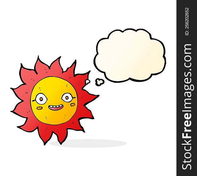 cartoon happy sun with thought bubble