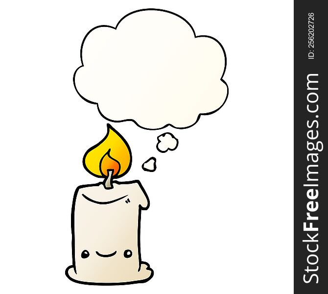 Cartoon Candle And Thought Bubble In Smooth Gradient Style