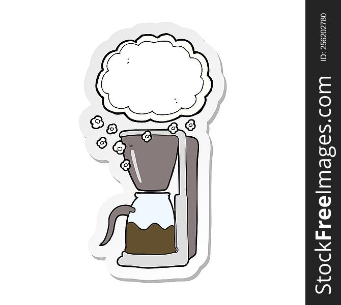 Sticker Of A Cartoon Coffee Maker