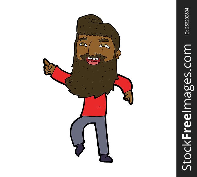 Cartoon Man With Beard Laughing And Pointing