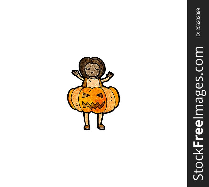 cartoon woman in pumpkin costume