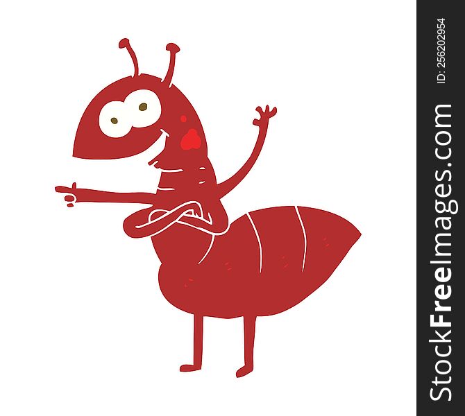 Flat Color Illustration Of A Cartoon Ant