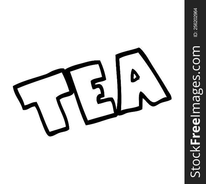 line drawing cartoon word tea