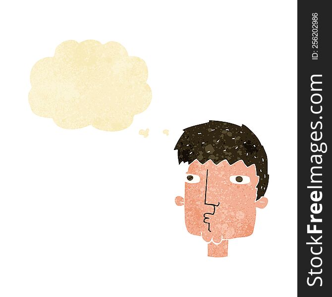 Cartoon Curious Man With Thought Bubble