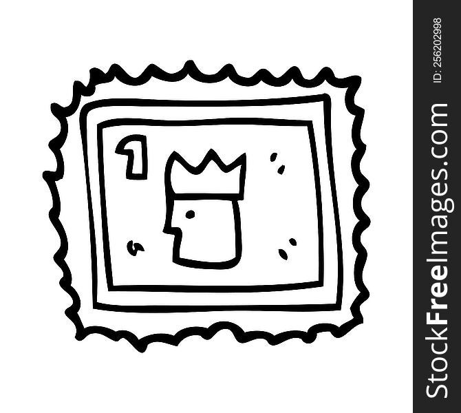 line drawing cartoon stamp with royal face