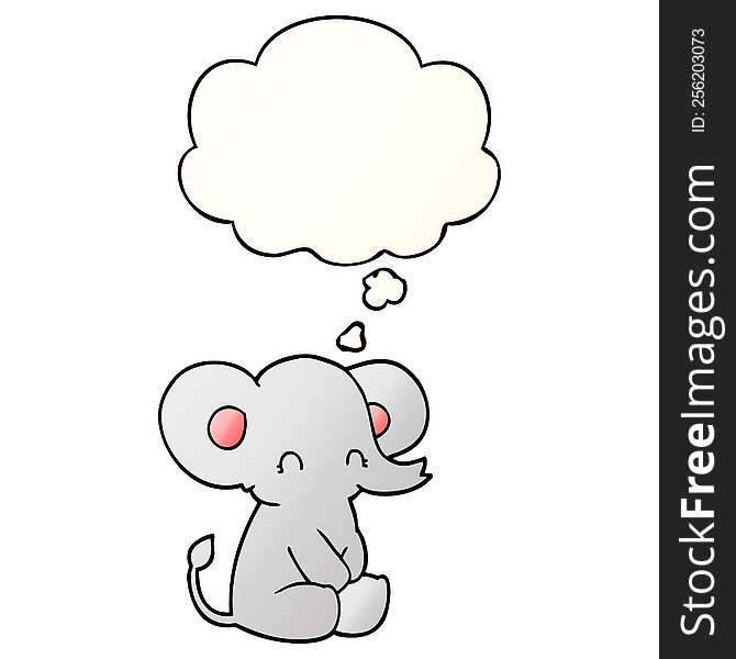 cute cartoon elephant with thought bubble in smooth gradient style