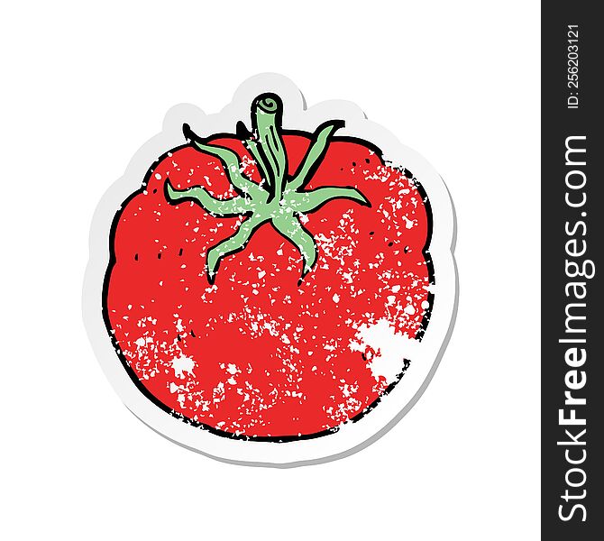 retro distressed sticker of a cartoon tomato