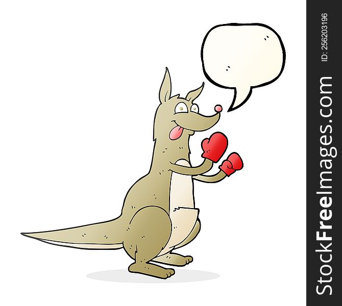 freehand drawn speech bubble cartoon boxing kangaroo