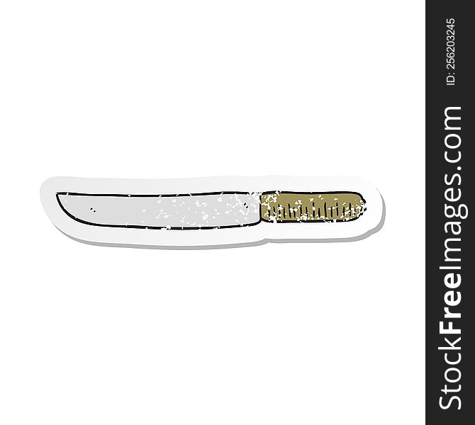 Retro Distressed Sticker Of A Cartoon Butter Knife