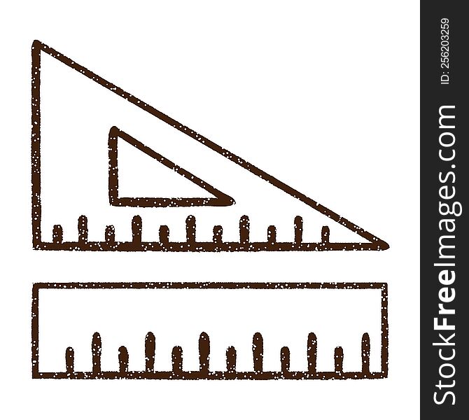 Maths Equipment Charcoal Drawing