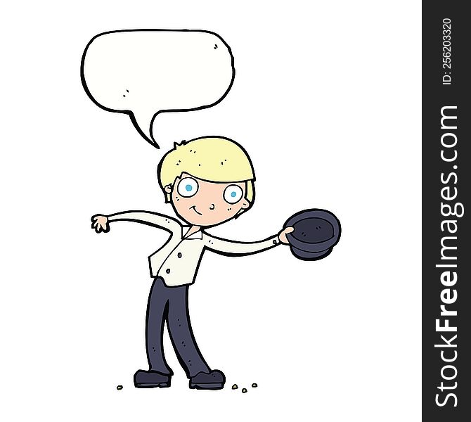 Cartoon Man Tipping Hat With Speech Bubble