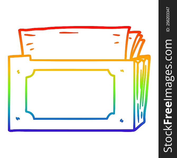 rainbow gradient line drawing of a cartoon folder of files