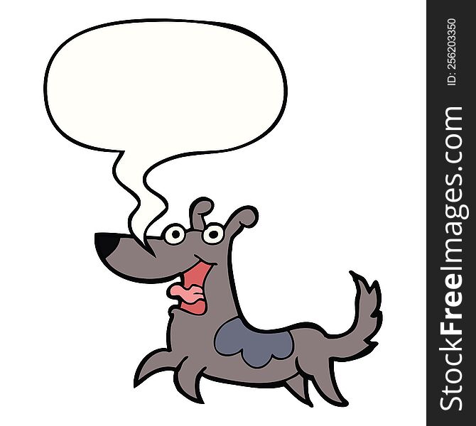 happy dog cartoon with speech bubble. happy dog cartoon with speech bubble
