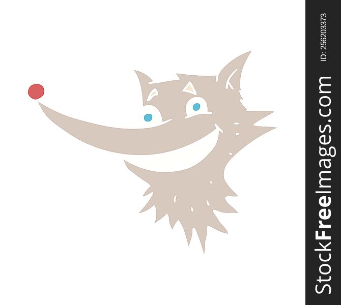 flat color illustration of grinning wolf face. flat color illustration of grinning wolf face