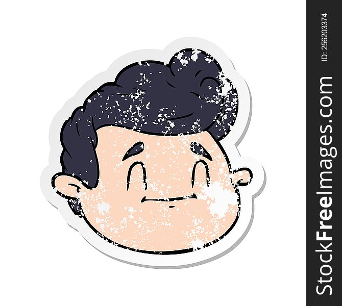 Distressed Sticker Of A Cartoon Male Face