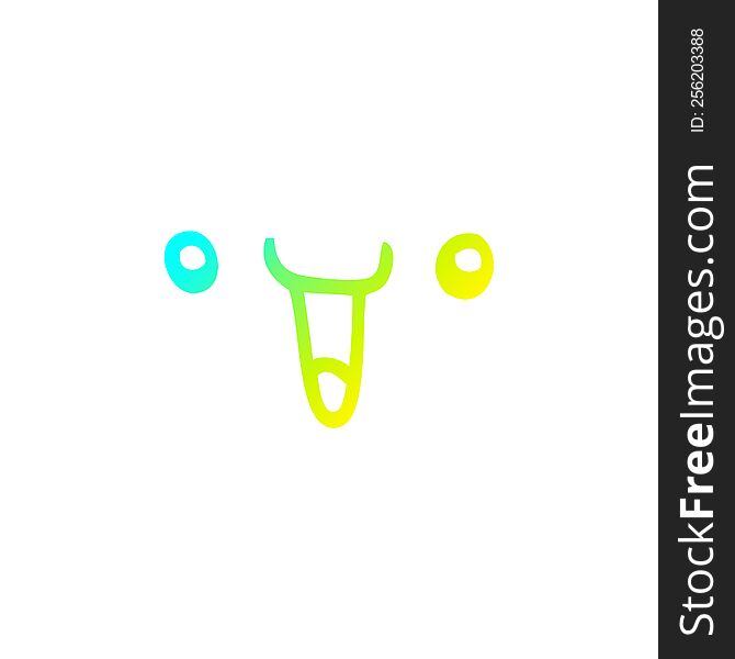 Cold Gradient Line Drawing Cute Happy Cartoon Face