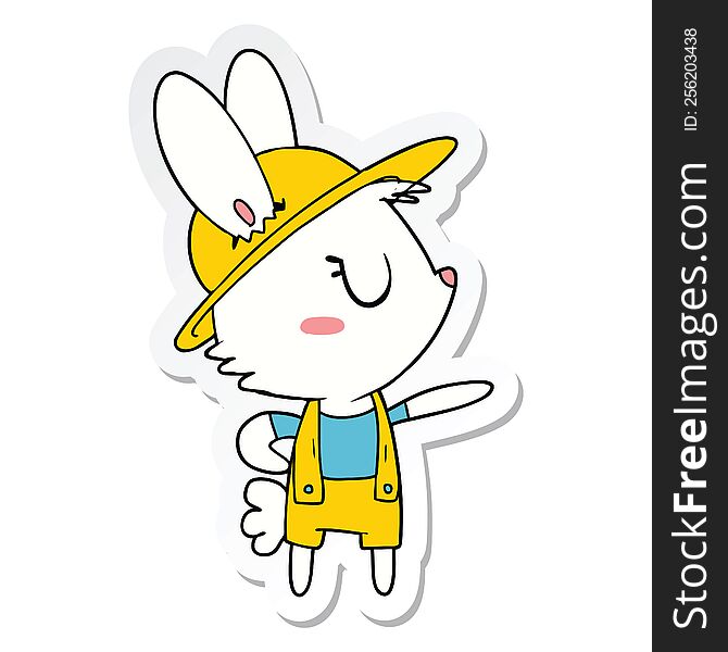 sticker of a cartoon rabbit construction worker