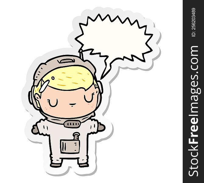 Cute Cartoon Astronaut And Speech Bubble Sticker