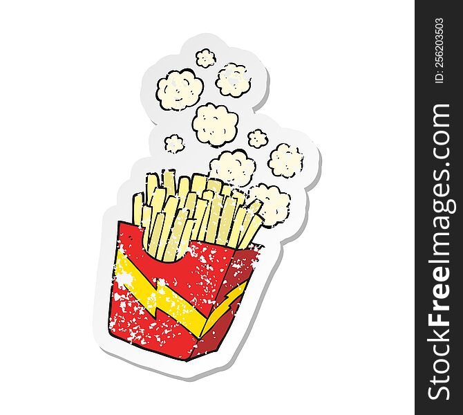 retro distressed sticker of a cartoon french fries