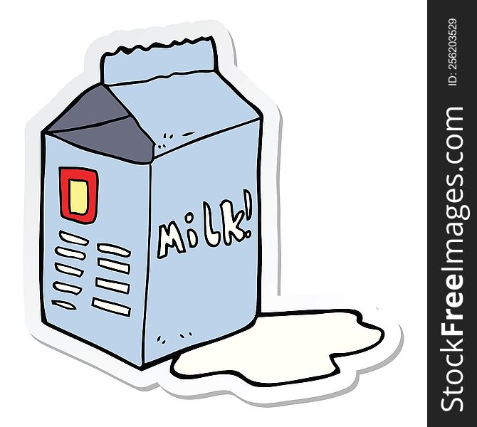 sticker of a cartoon milk carton