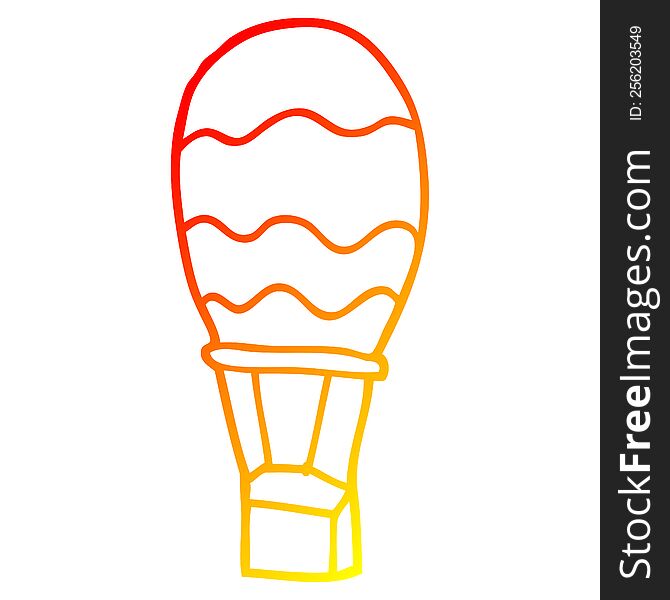 warm gradient line drawing cartoon hot air balloon