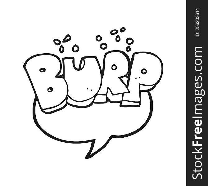 freehand drawn black and white cartoon burp symbol