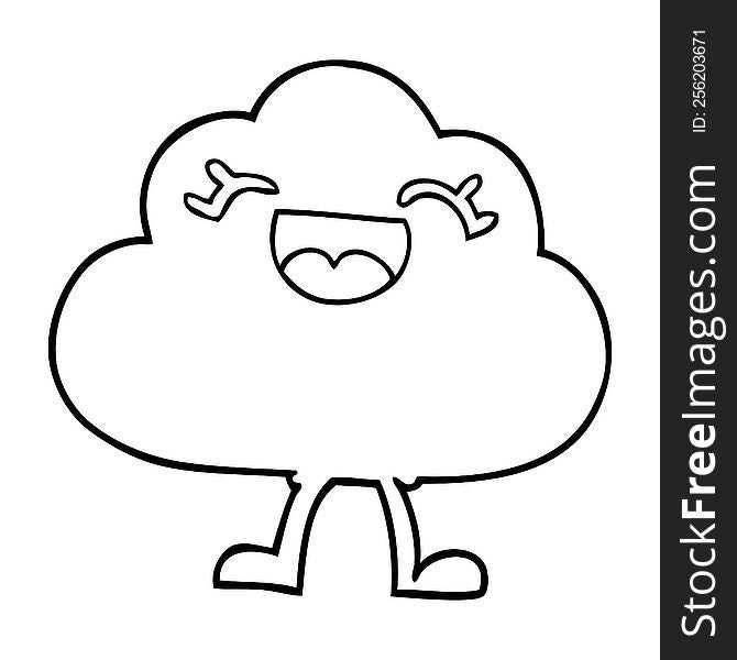 line drawing cartoon happy grey cloud