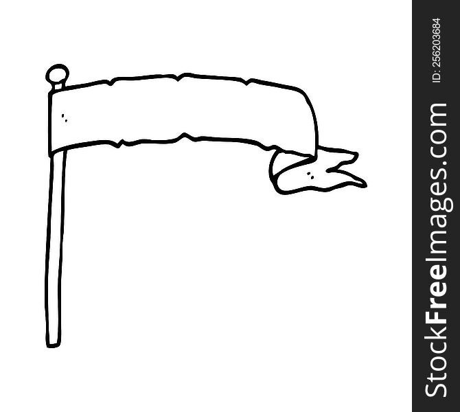 Line Drawing Cartoon Waving White Banner Flag