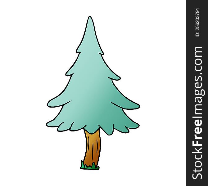 gradient cartoon doodle of woodland pine trees