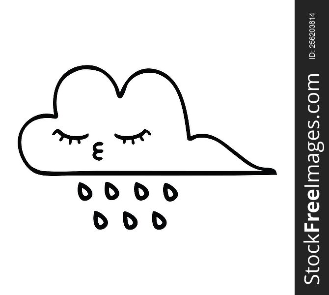Line Drawing Cartoon Storm Rain Cloud
