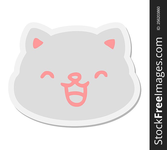 cat face sticking out tongue sticker
