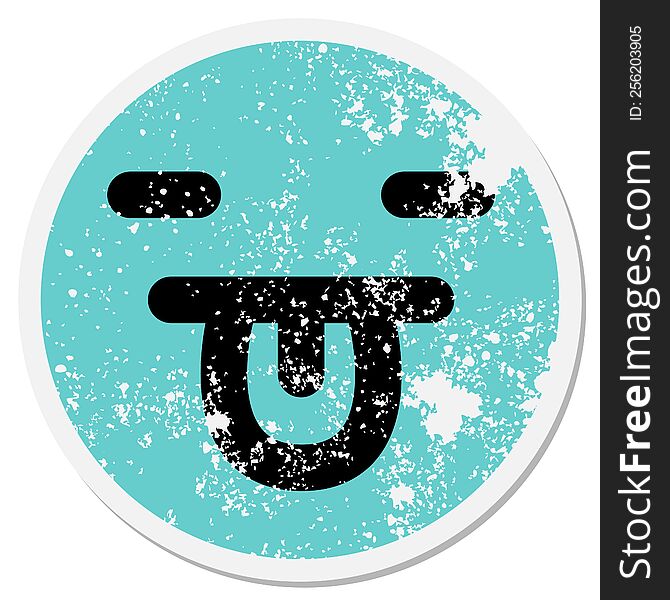 blank face sticking out tongue circular sticker